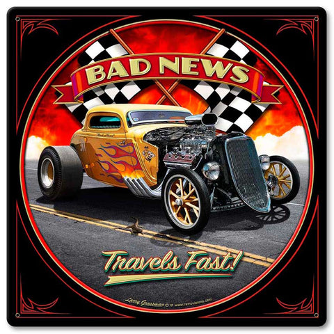 1933 Bad News Vintage Sign Metal Sign