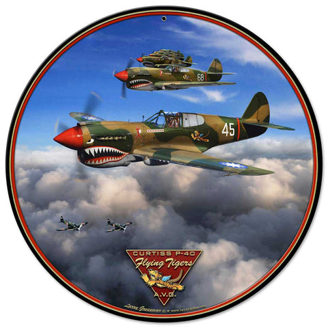 P-40 Flying Tiger Vintage Sign Metal Sign
