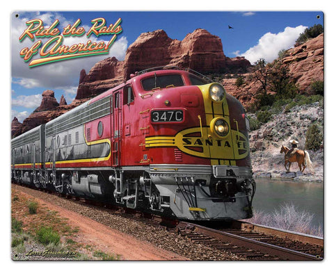 Ride-The-Rails-Of-America-Vintage-Sign-Metal-Sign