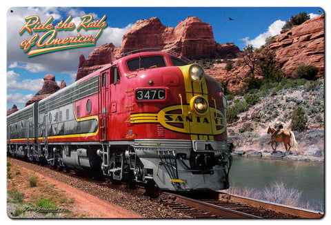 Ride The Rails Of America Vintage Sign Metal Sign