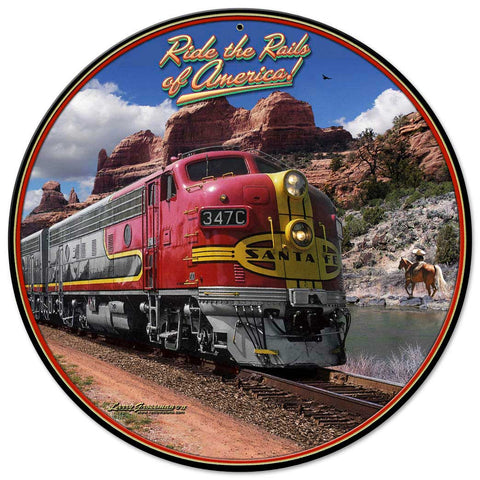 Ride The Rails Of America Vintage Sign Metal Sign