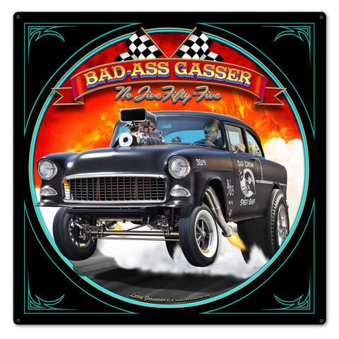 1955 Bad-Ass Gasser Vintage Sign Metal Sign