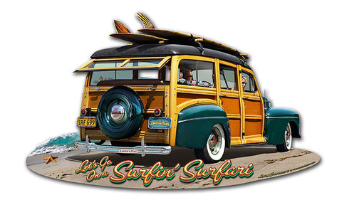 1947 Woodie Cut-out Vintage Sign Metal Sign