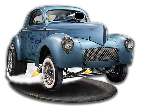 1941 SWC Willys Gasser Cut-out Vintage Sign Metal Sign
