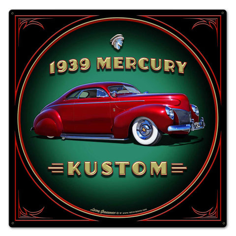 1939 Merc Kustom Vintage Sign Metal Sign