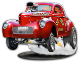 1940 Willys Big John Gasser Cut-out Vintage Sign Metal Sign