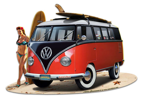 VW-Surfer-Girl-Cut-out-Metal-Sign