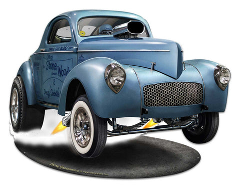 1941 S W C Willys Gasser Cutout Vintage Sign Metal Sign