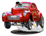 1940 Willys Big John Gasser Cutout Vintage Sign Metal Sign