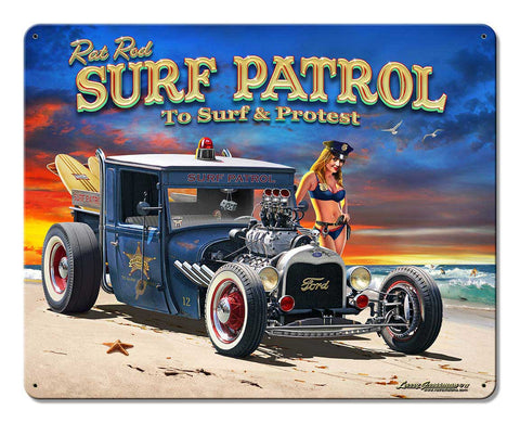 1929-Rat-Rod-Surf-Patrol-Vintage-Sign-Metal-Sign