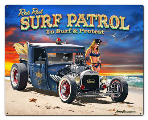 1929-Rat-Rod-Surf-Patrol-Vintage-Sign-Metal-Sign