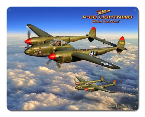 P-38 Lightning Vintage Sign Metal Sign