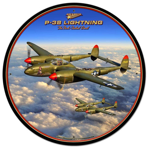P-38 Lightning Vintage Sign Metal Sign