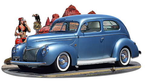 1939 Rod Sedan Cutout Vintage Sign Metal Sign
