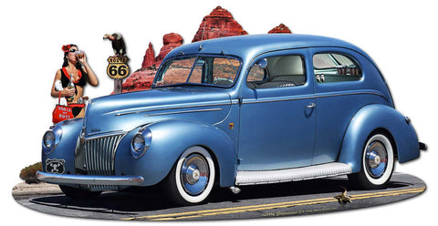 1939 Rod Sedan Cutout Vintage Sign Metal Sign