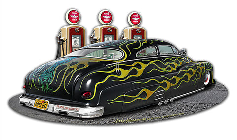 1949 Led Sled Fill Up Cutout Vintage Sign Metal Sign
