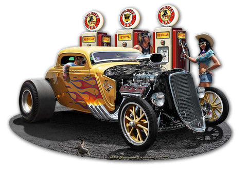 1933 Blown Coupe Fill-up Vintage Sign Metal Sign