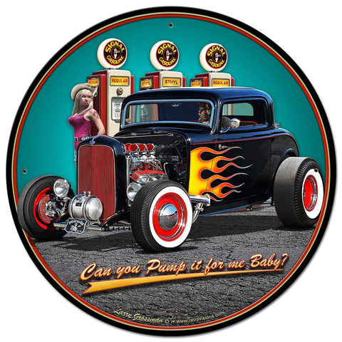 1932 Deuce Coupe Fillup Vintage Sign Metal Sign