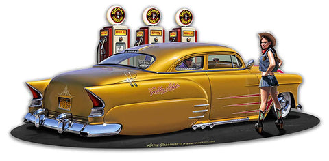 1954 Chev Led Sled Fill-up Vintage Sign Metal Sign