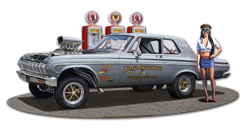 1964 Plymouth Gasser Fill-up WG Vintage Sign Metal Sign