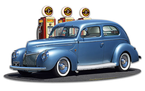 1939 Rod Sedan Fill-up Vintage Sign Metal Sign