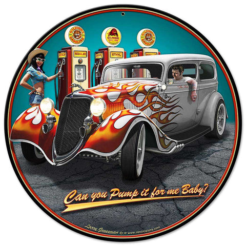 1934 Rod Sedan Fill-up Vintage Sign Metal Sign