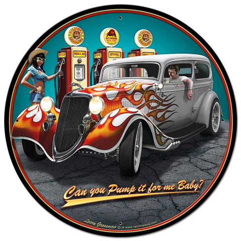 1934 Rod Sedan Fill-up Vintage Sign Metal Sign