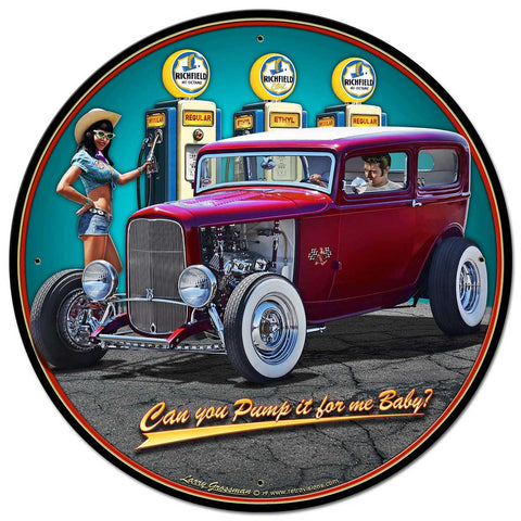 1932 Sedan Fill-up Vintage Sign Metal Sign