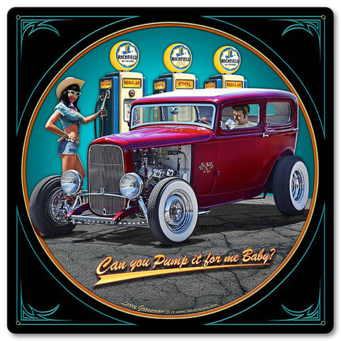 1932 Sedan Fill-up Vintage Sign Metal Sign