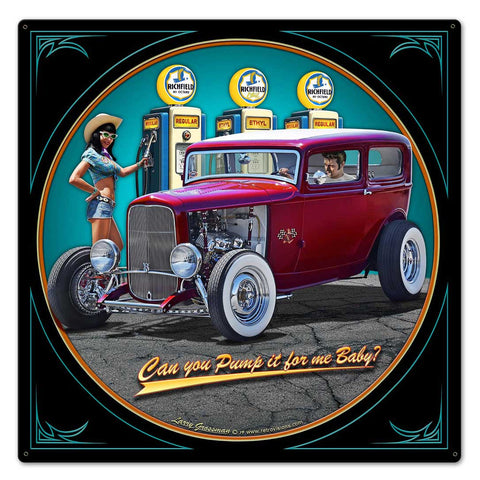 1932 Sedan Fill-up Vintage Sign Metal Sign
