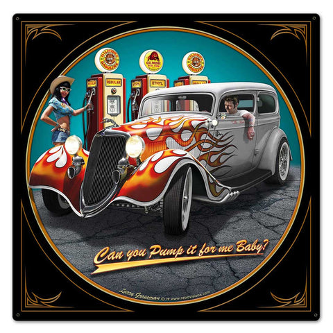 1934 Sedan Fill-up Vintage Sign Metal Sign