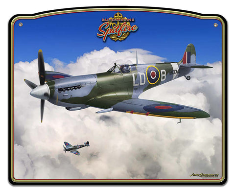 Spitfire-RAF-Fighter-Plane-Frame-Vintage-Sign-Metal-Sign