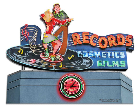 1956 Records Sign Building Vintage Sign Metal Sign