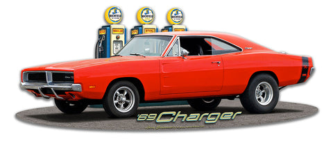1969 Dodge Charger Fill-up Vintage Sign Metal Sign