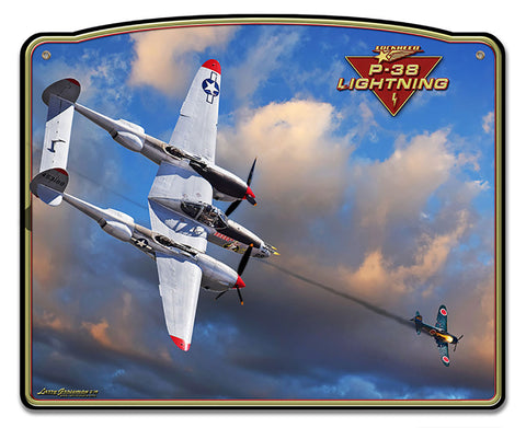 P 38 Lightning Frame Vintage Sign Metal Sign