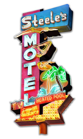 Steel's-Motel-Cut-out-Vintage-Sign-Metal-Sign