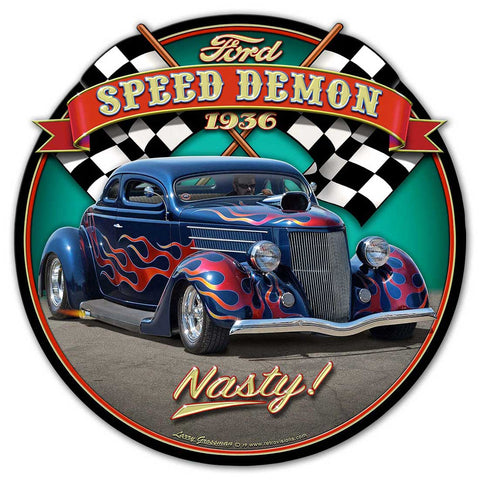 1936 Blown Coupe Round Vintage Sign Metal Sign