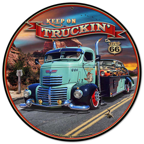 1947 Truckin' Rt 66 Metal Sign