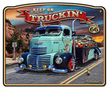 1947 Truckin' Rt 66 Frame Metal Sign