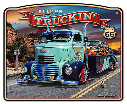 1947 Truckin' Rt 66 Frame Metal Sign