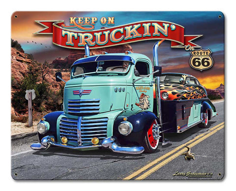 1947 Truckin' Rt 66 Metal Sign