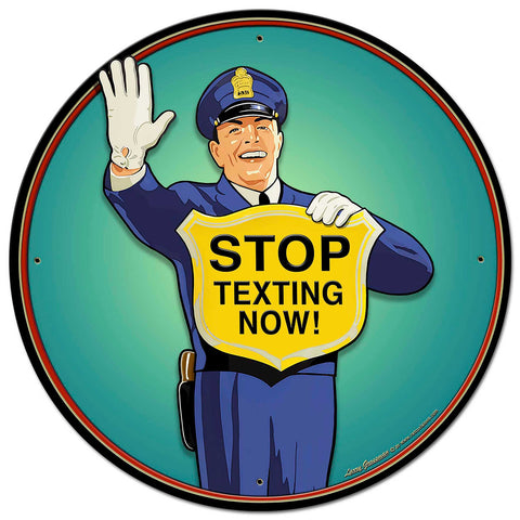 Guard No Texting Metal Sign