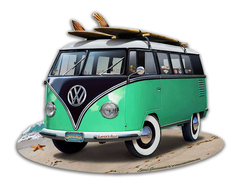 VW-BUS-CUT-OUT-GREEN-Metal-Sign