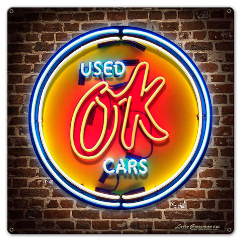 OK Used Cars Metal Sign