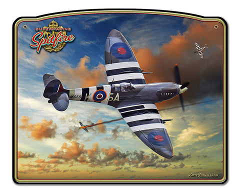 Spitfire Dog Fight Frame Metal Sign