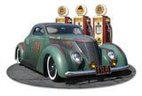 1937 Speed Coupe W Pumps Cut out Metal Sign