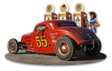 1933 Ol' Skool Coupe w Pump Girl Metal Sign