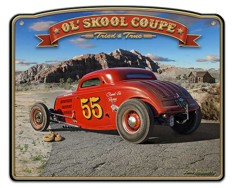 1933 Ol' Skool Coupe Frame Metal Sign