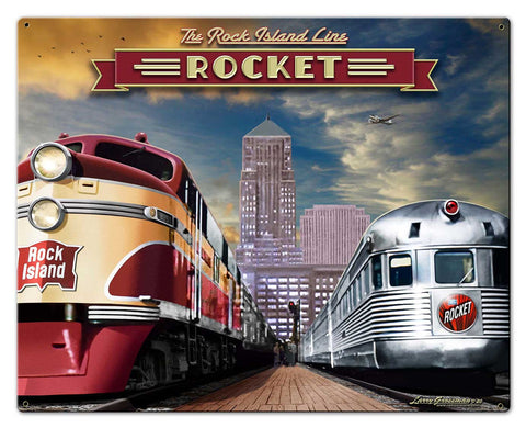 Rock Island Rocket Metal Sign