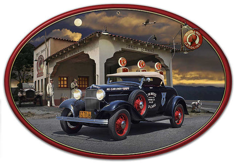 1932 Roadster at Jake's Oval Metal Sign